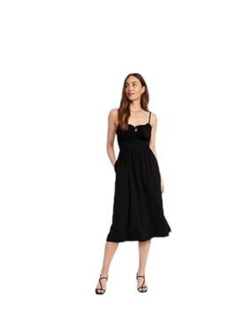 Old Navy Fit & Flare Tie Front Midi Dress